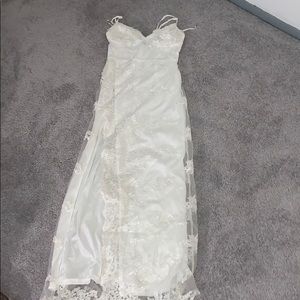 White Lace Maxi Prom Dress